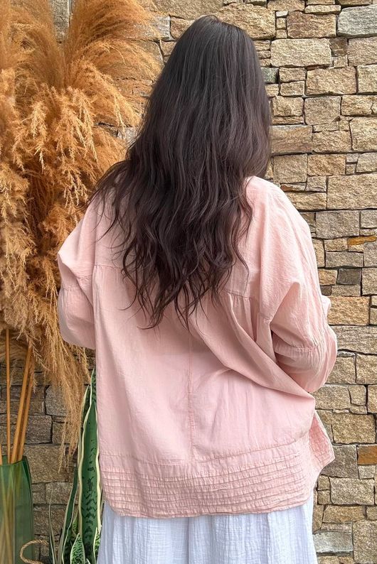 Prairie Pintuck Cotton Smock Antique Rose
